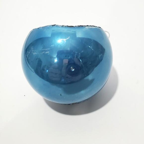 Vtg Hand Blown Blue Silver Glass Christmas Ornament Glitter Bell Poland Pink Bow - Picture 5 of 8